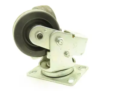 Spring Loaded Swivel Caster 4-3/4"x2" Plastic Wheel 6.25"x4.5" Plate Lot of 2