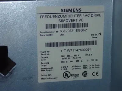 Used SIEMENS 6SE70321EG60Z Variable Speed Drives Ohio US | HGR 24 #727889