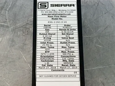 Used SIERRA 830L2OV1DV4 Flowmeters Ohio US | HGR 24 #1406256