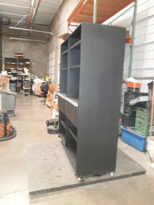 Custom Black Design Workbench Design Furniture. Re-purpose  60"X24"X 80"  wheels