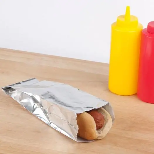 3 1/2" x 1 1/2" x 9" Unprinted Foil Hot Dog Bag - 1000 / Case
