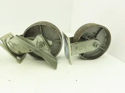 6" Caster Wheels Cast Iron Set of (4) 2-Swivel w Lock & (2)-Fixed Lot of 4