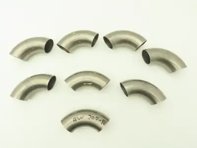 BW-200-90 2" OD Butt Weld Vacuum 90° Elbow SS Tumble Finish A = 3" Lot of 8