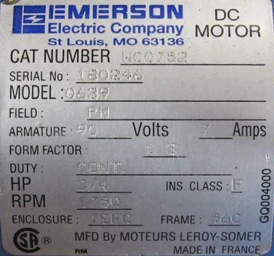 USED US MOTORS GWBP GEAR MOTOR 110.6:1 E472W11W273R004F WCQ752 90VDC 3/4HP