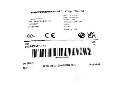 ALLEN BRADLEY 42EF-P2MPB-F4 RETROREFLECTIVE SENSOR 42EFP2MPBF4 NEW SURPLUS