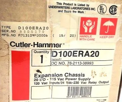 NEW CUTLER HAMMER D100-ERA20 EXPANSION CHASIS D100ERA20