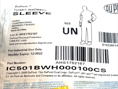 NEW DUPONT TYVEK ISOCLEAN STERILE SLEEVE 18"