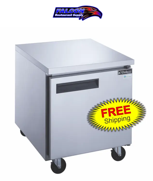 New | in-Stock Dukers New Dukers DUC29R Single Door Undercounter Refrigerator in Stainless Steel Undercounter Refrigerators Illinois US | Falcon Restaurant Supply #1376259