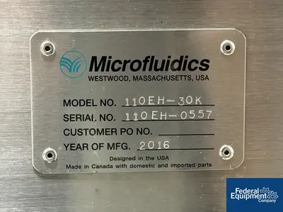 Used Microfluidics Microfluidics Microfluidizer:, model M-110EH-30 Homogenizers Ohio US | Federal Equipment Company #1512811