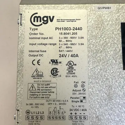 Used MGV PH1003-2440 Miscellaneous Equipment (Electrical & Power) | Surplus Asset Holdings #1189866
