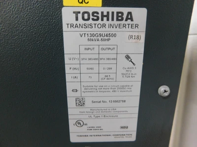 Used Toshiba VT13G9U4500 Variable Speed Drives Ohio US | Equipment Recovery Corp. #1329782