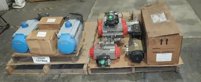 2 PALLETS OF ASSORTED ACTUATORS, JAMESBURY, HYTORK, DRESSER, ALLEN SHERMAN- HOFF, TRIAC CONTROLS