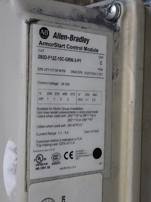 Used ALLEN BRADLEY 280DF12Z10CGRW3P1 Starters Ohio US | HGR 24 #878349