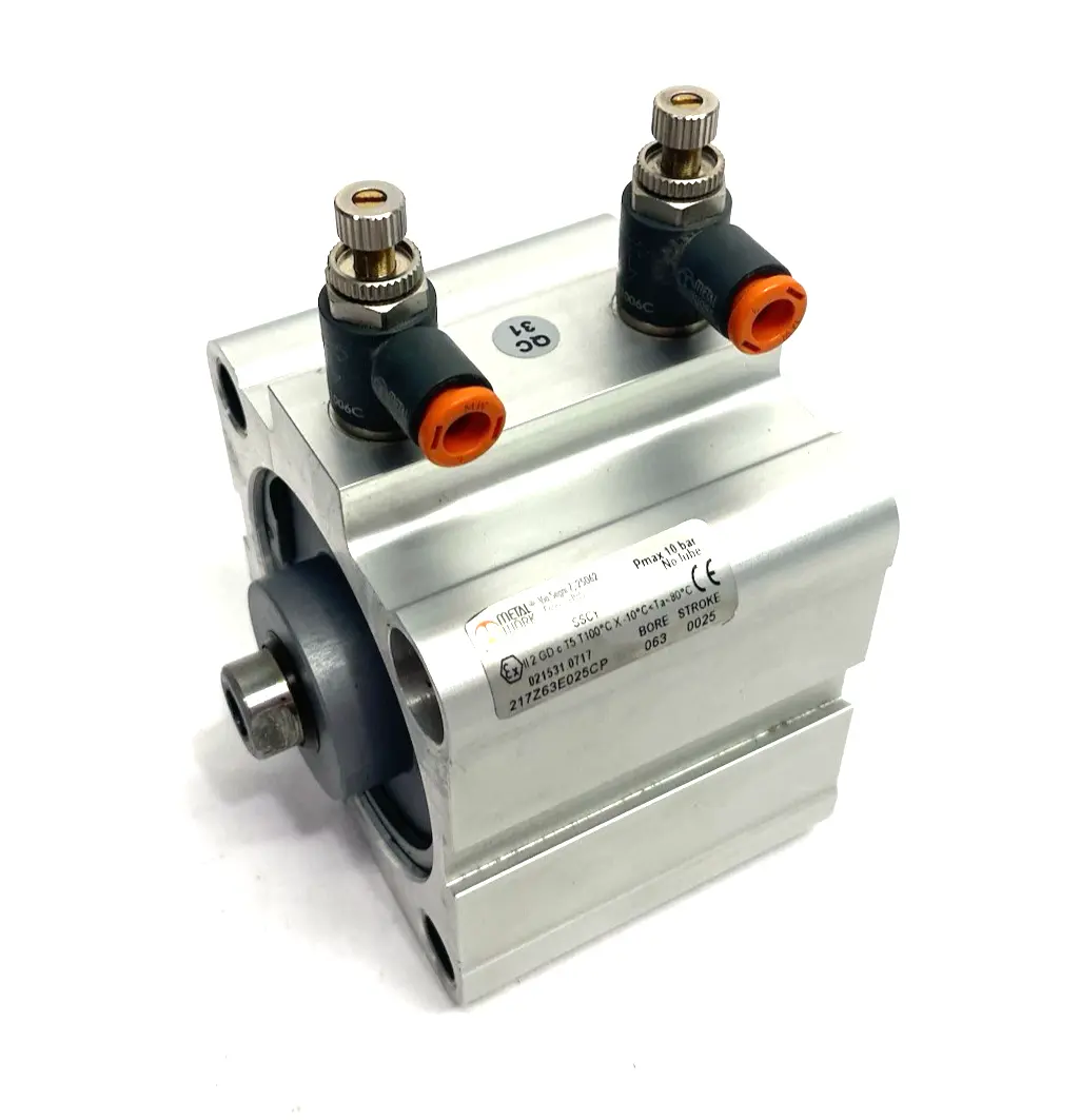 Used Metal Work Pneumatic Compact Pneumatic Cylinder 063 Bore, 0025 Stroke Pneumatic Cylinders Michigan US | Maverick Industrial Sales #1393465