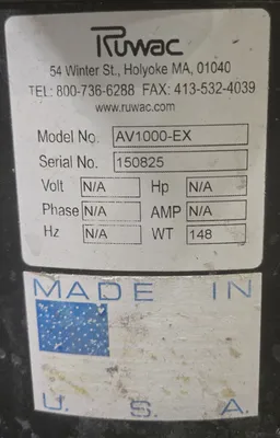 Used RUWAC AV1000-EX Vacuum Cleaners Michigan US | iGAM Industrial Marketplace #1273874