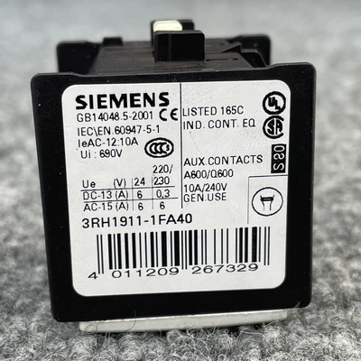 Used Siemens 3RH1911-1FA40 Contact Blocks California US | Davliegogo LLC #1706788