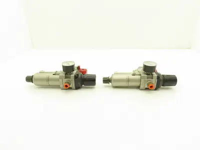 SMC Pneumatic Air Filter Regulator With Lock Out Valve 150 PSI Lot of 2