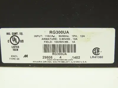 Minarik RG300UA DC Motor Speed Controller 90V 10A Out 115VAC 1Ph 12A In