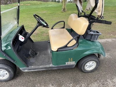 (1) 2015 E-Z-Go golf cart with a Kawasaki gas engine, includes Club canopy and ball washer, fold-dow...