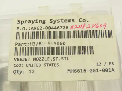 Spraying Systems H3/8U-SS5060 Veejet Stainless Spray Nozzle 3/8" NPT Lot of 12