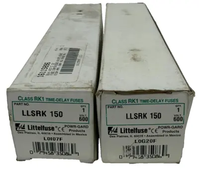 NEW LOT OF 2 LITTELFUSE LLSRK-150 RK1 TIME DELAY FUSES 600VAC LLSRK150