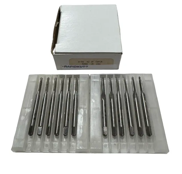 RapidKut 3-56 HSS Tap 3 Flute H2 Taper Taps 12 Pack USA Made