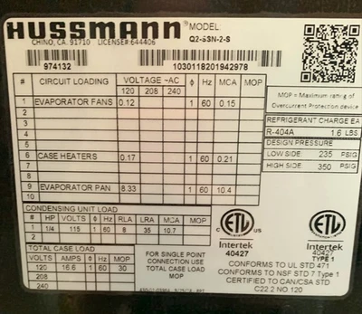 1-0446 Hussmann Q2-SSN-2-S Open Air Self Contained Deli Cooler Case