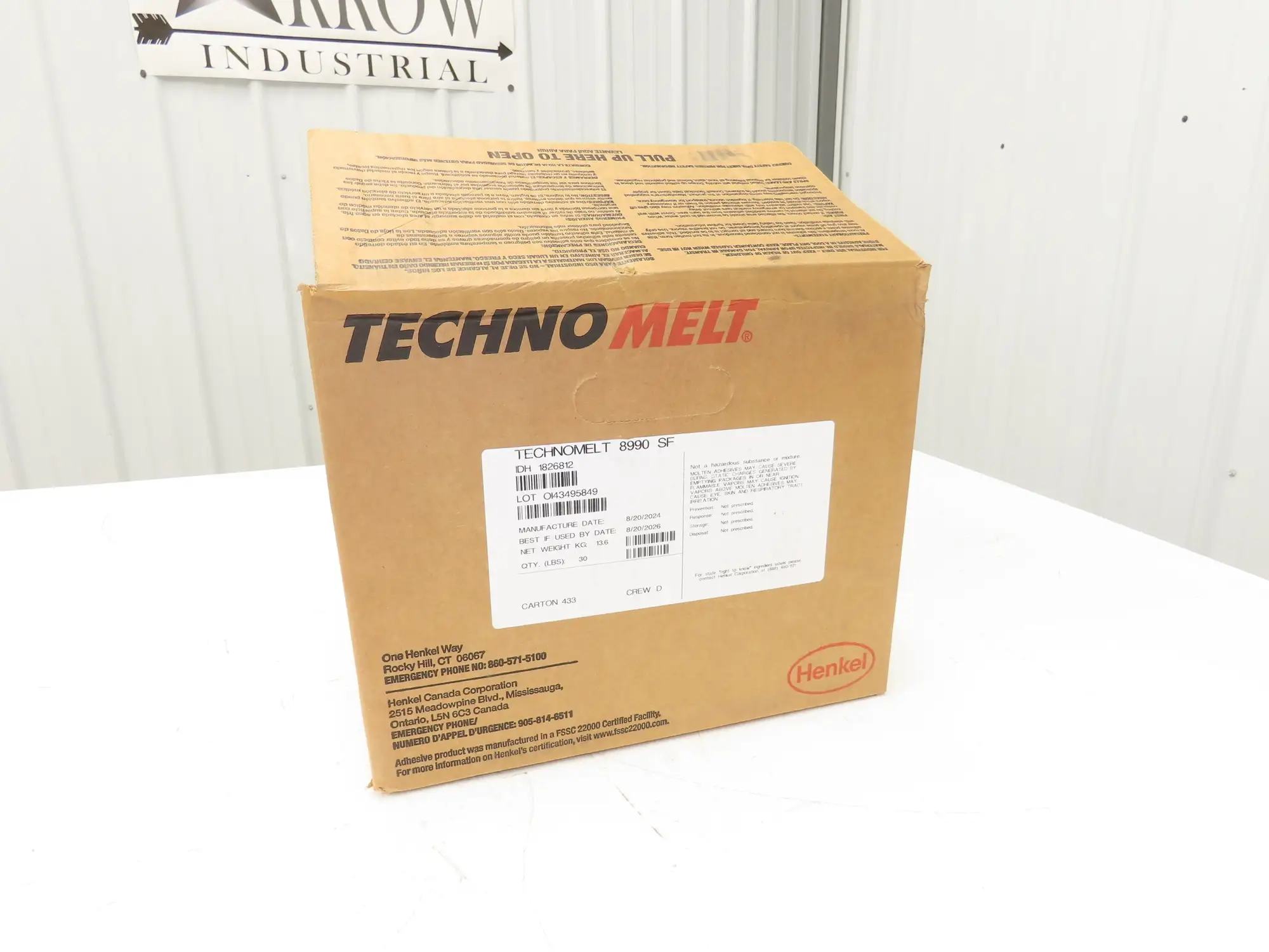 Henkel 8990 Technomelt Hot Melt Adhesive Glue 30lbs Carton BB 8/20/2026