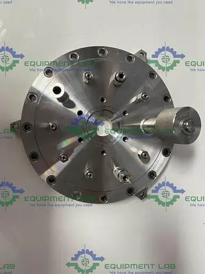 USED BUCHIGLASUTER 14" DIAMETER STAINLESS STEEL VESSEL CAP W/ MULTIPLE PORTS 150 PSI @ 250°C