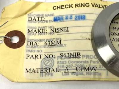 USED NISSEI INJECTION MOLD SCREW TIP ASSEMBLY 63MM SHELFWARE