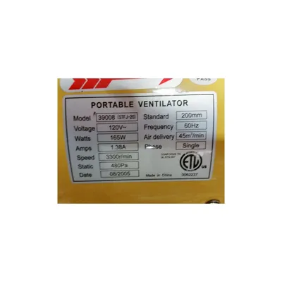 USED FLOW-PRO PORTABLE VENTILATOR Single Phase fan