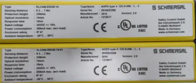 NEW SCHMERSAL SLC440-ER0330-14-01 SAFETY LIGHT CURTAIN SET SLC440ER03301401