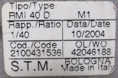 NEW BOLOGNA RMI-40-D GEAR REDUCER RMI40D 1/40 RATIO
