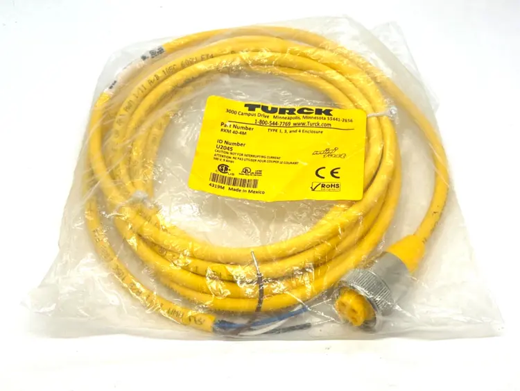 New | in-Stock Turck Minifast Connector Cordset 7/8"-16UN Female 4-Pin 4m U2045 Cable & Wire Michigan US | Maverick Industrial Sales #1391240