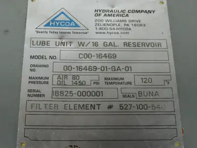 HYCOA C00-16469 Automatic Lubricator Oiler Lube Unit 16 Gallon Revivor