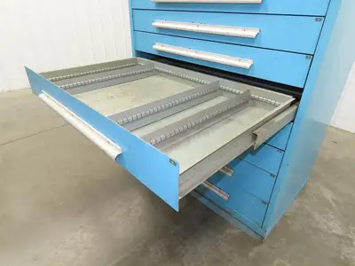 Nu-Era Modular Tool Storage Cabinet 10 Drawer 45x28x61" Blue Stanley Vidmar