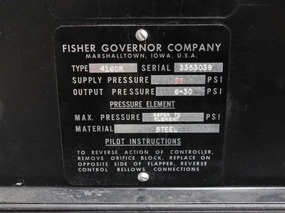 Fisher 4160R Pneumatic Pressure Controller Supply 35 PSI Output 6-30 PSI Used