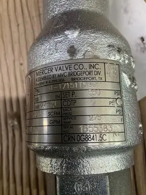Mercer Conventional Relief Valve PN81-17151T58G11