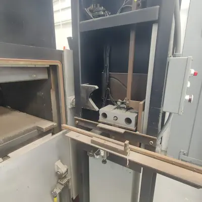 200 Ton, Accudyne, 36" x 72" hydraulic vacuum press, 750° heated plattens