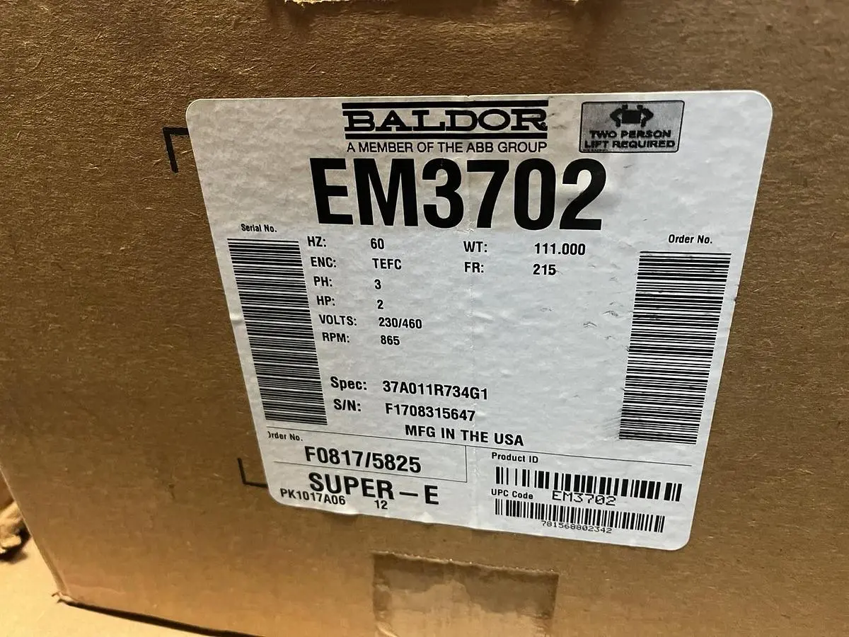 New | in-Stock BALDOR 865RPM 3PH 215 Industrial Controls | Surplus Asset Holdings #1220162