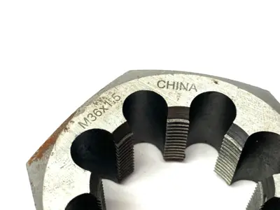 USED INTERSTATE HEX RETHREADING DIE: M36X1.5, 1" THICK, RIGHT HAND, CARBON S