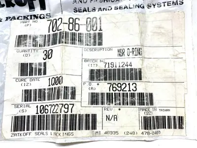 New | in-Stock Zatkoff Seals & Packaging NBR O-Ring LOT OF 30 Cure Date 1Q00 Seals & Gaskets Michigan US | Maverick Industrial Sales #1400193