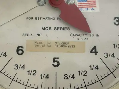 Used Cardinal Detecto Used Cardinal Detecto MCS-20DF 20lb Dual Faced Hanging Scale Food Scales Illinois US | Falcon Restaurant Supply #1375068