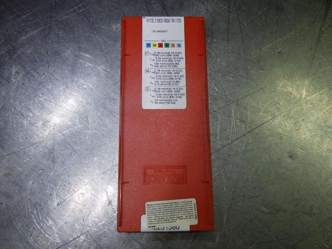 Sandvik Carbide Grooving Inserts QTY10 N123L2-0800-0008-TM 1125 (LOC3108C)