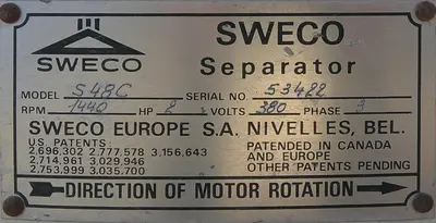 SPC9270  Screener and Sifter 48" Sweco circular shaker screener, 2 deck, CS