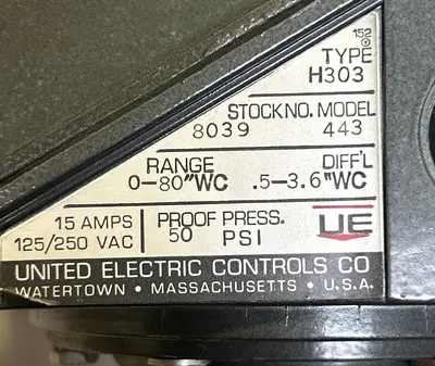 USED UNITED ELECTRIC CONTROLS H303