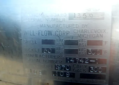 USED WILL FLOW CORP 300 GAL