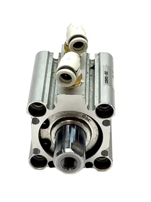 USED SMC COMPACT CYLINDER, 32MM BORE 20MM STROKE DOUBLE ROD