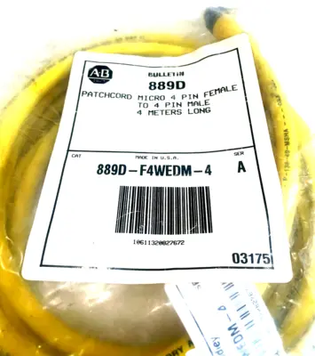 A / B 889D-F4WEDM-4 PATCHCORD SER. A 4 METERS 889DF4WEDM4 NEW, SURPLUS