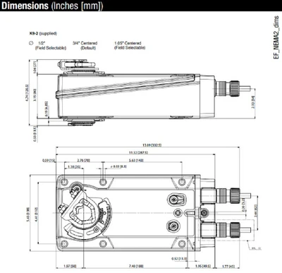 Belimo EFB24 Damper Actuator, 270 in-lb [30 Nm], Spring Return, AC/DC 24 V [New]